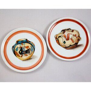 Hutschenreuther Lot of 2 Mini Plates SW Pottery Design Mesa IPA Show 1989 3.75"